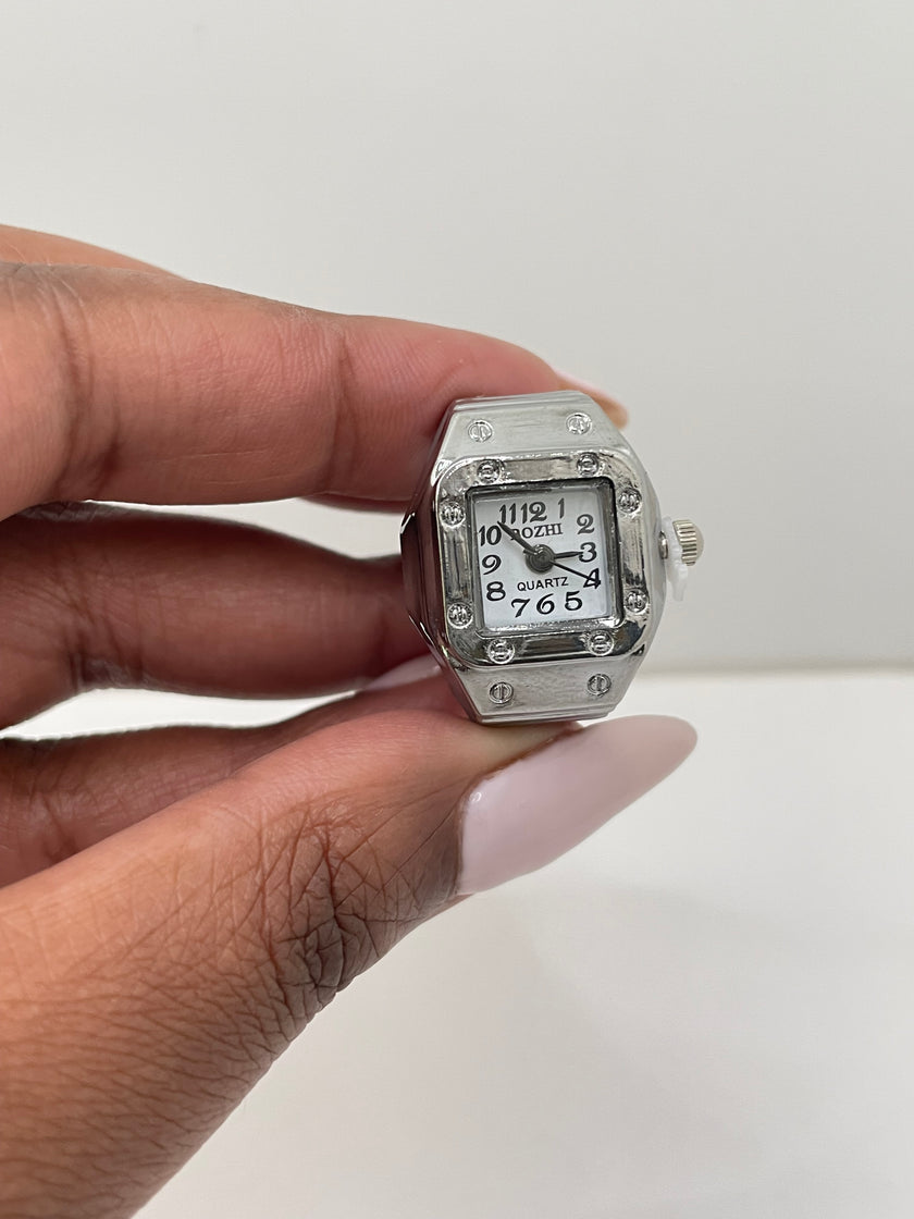 Mudau Silver Portrait Face Expander Watch Ring