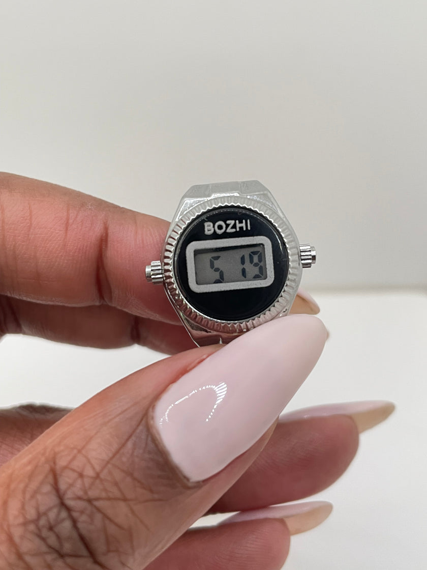 Boity Silver Digital Expander Watch Ring