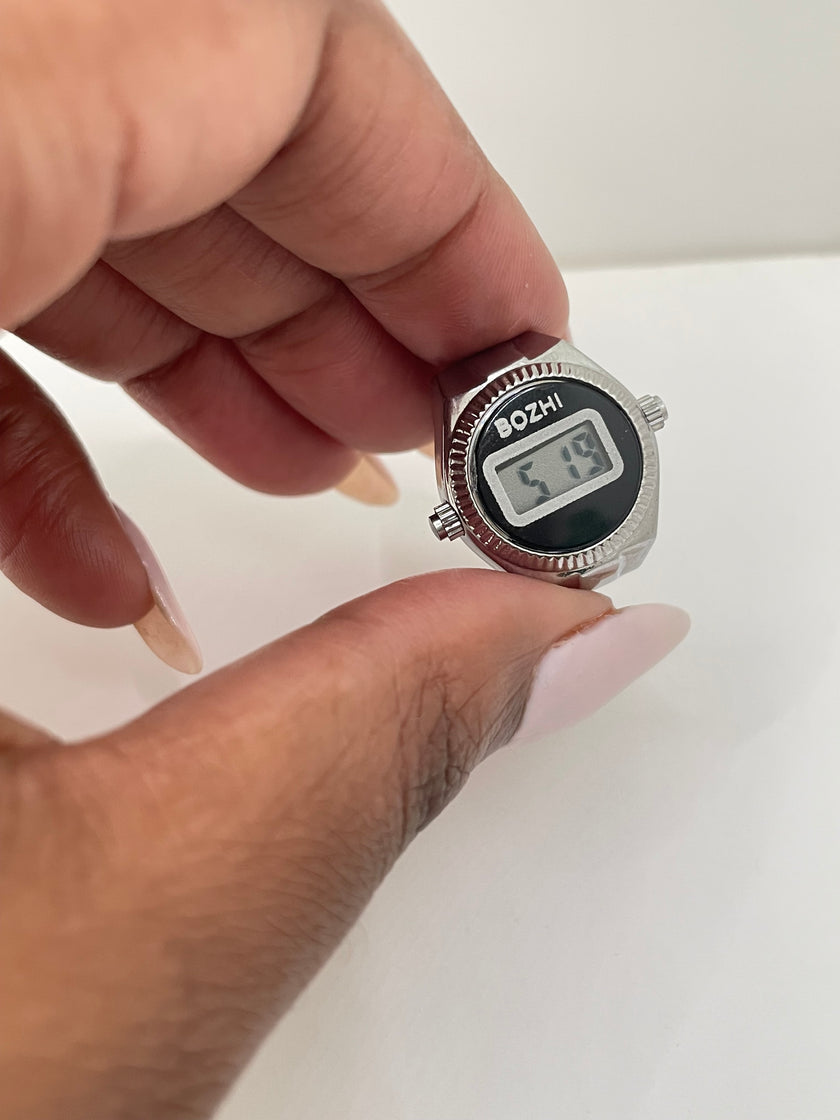 Boity Silver Digital Expander Watch Ring
