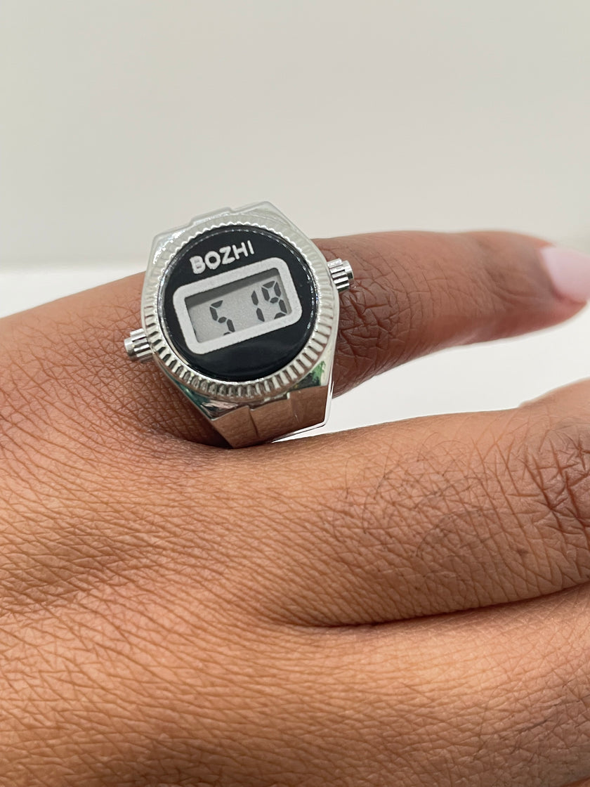 Boity Silver Digital Expander Watch Ring