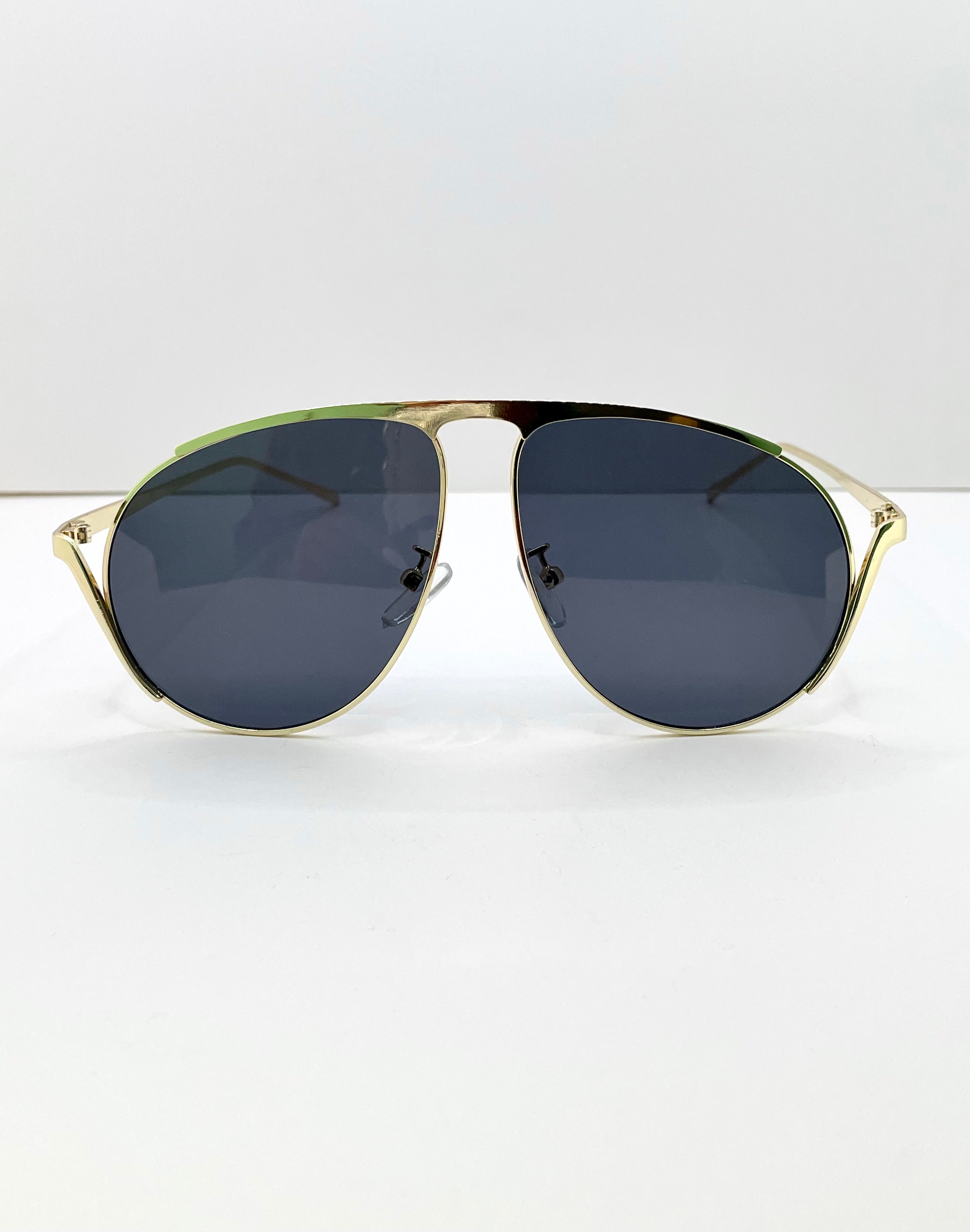 Whitney Gold Modern Unique Pilot Aviator Style Sunglasses