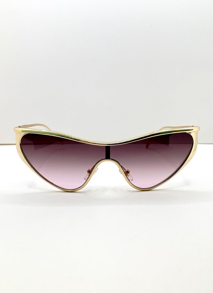 Teddy Gold Tech Metal Visor Frame Sunglasses