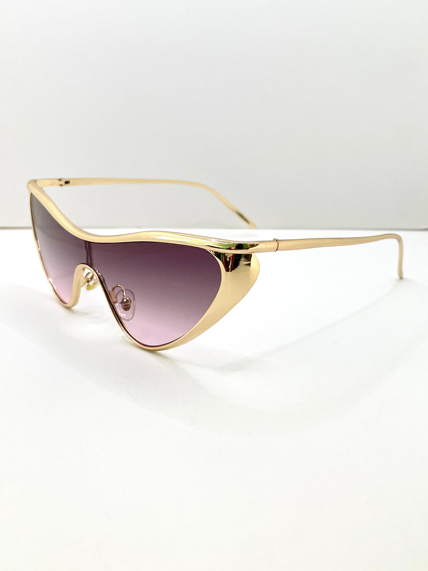 Teddy Gold Tech Metal Visor Frame Sunglasses