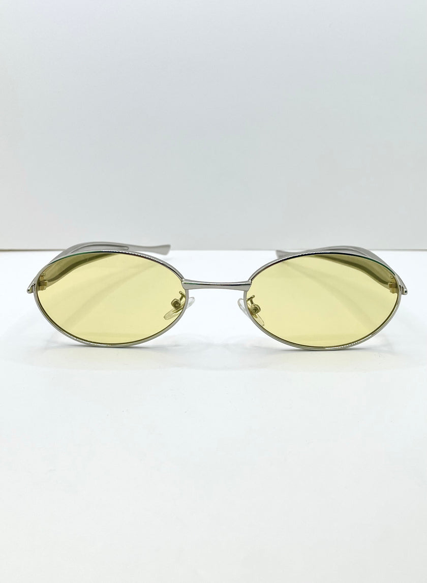 Oratile Silver Minimalist Oval Metal Sunglasses