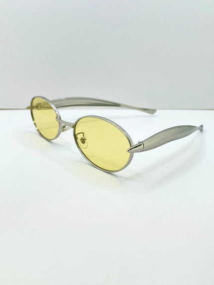Oratile Silver Minimalist Oval Metal Sunglasses