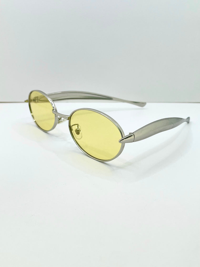 Oratile Silver Minimalist Oval Metal Sunglasses