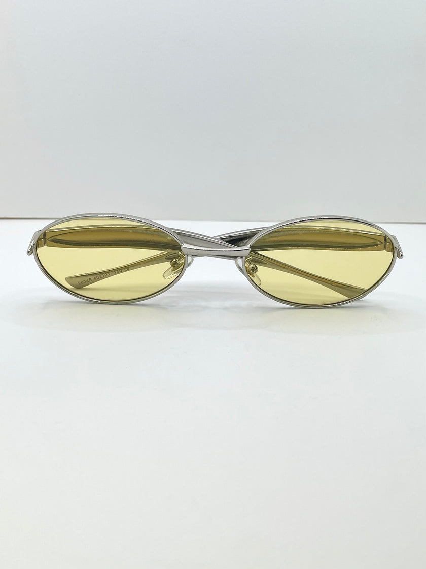 Oratile Silver Minimalist Oval Metal Sunglasses