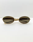 Oratile Gold Minimalist Oval Metal Sunglasses