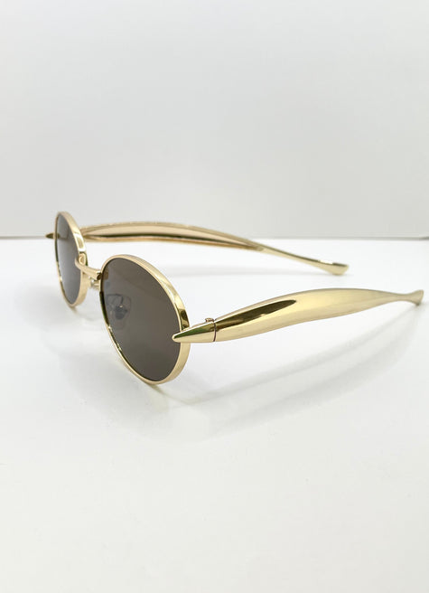 Oratile Gold Minimalist Oval Metal Sunglasses