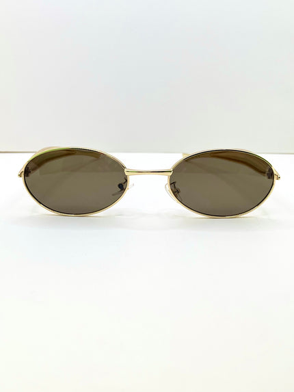 Oratile Gold Minimalist Oval Metal Sunglasses
