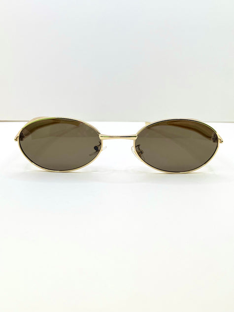Oratile Gold Minimalist Oval Metal Sunglasses