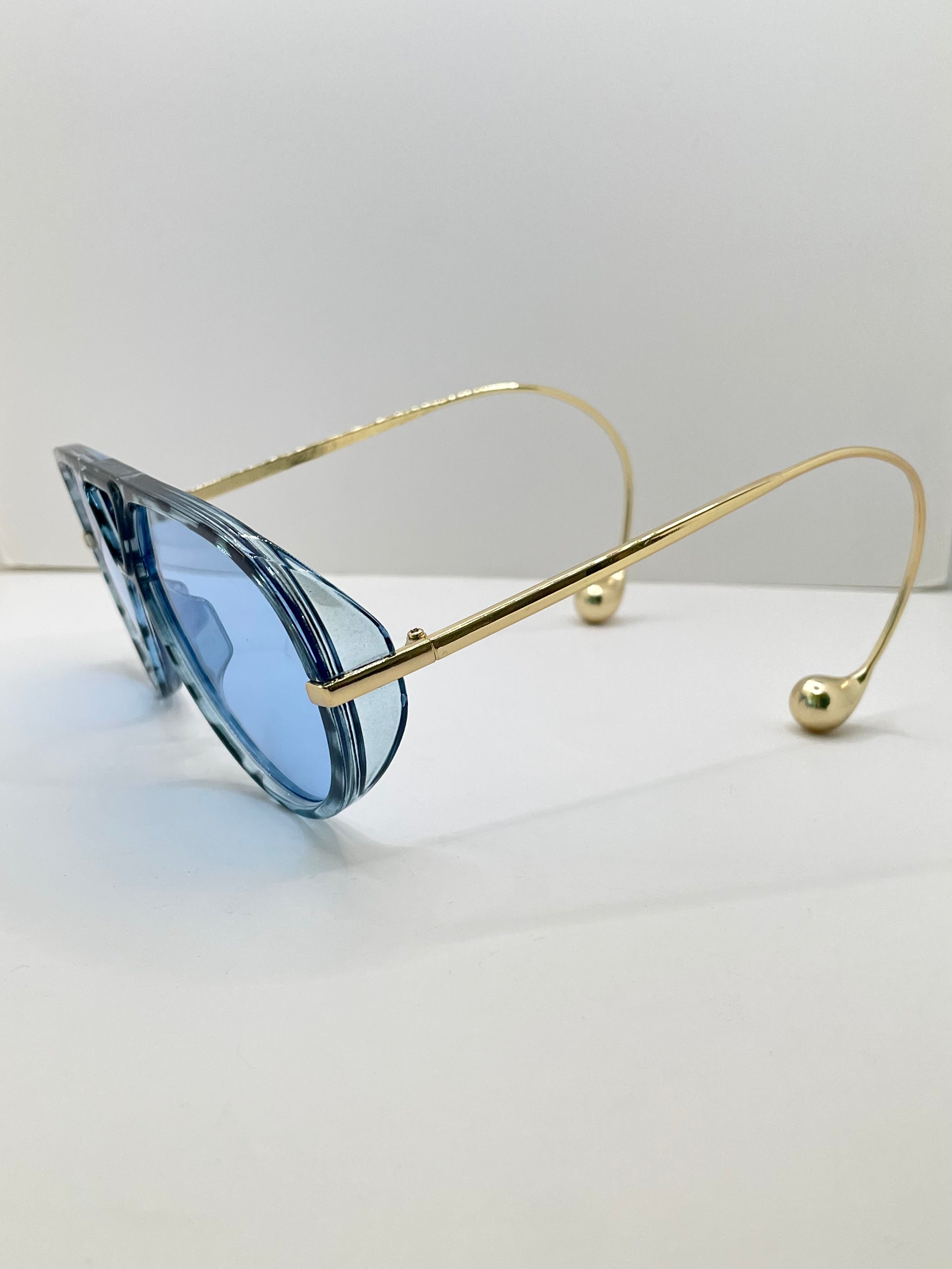 Thuli Oversized Tortoiseshell Blue Aviator Sunglasses