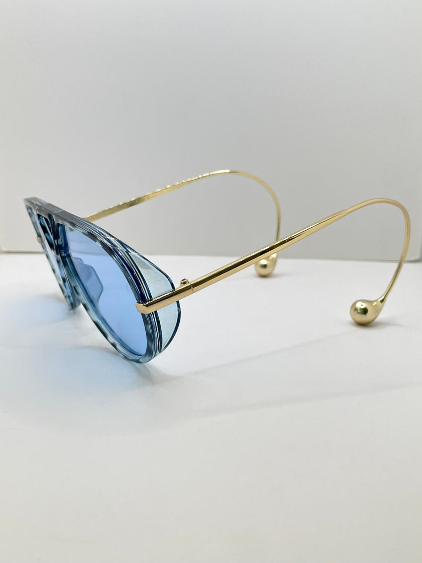 Thuli Oversized Tortoiseshell Blue Aviator Sunglasses