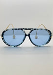Thuli Oversized Tortoiseshell Blue Aviator Sunglasses