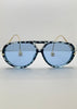Thuli Oversized Tortoiseshell Blue Aviator Sunglasses
