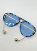 Thuli Oversized Tortoiseshell Blue Aviator Sunglasses