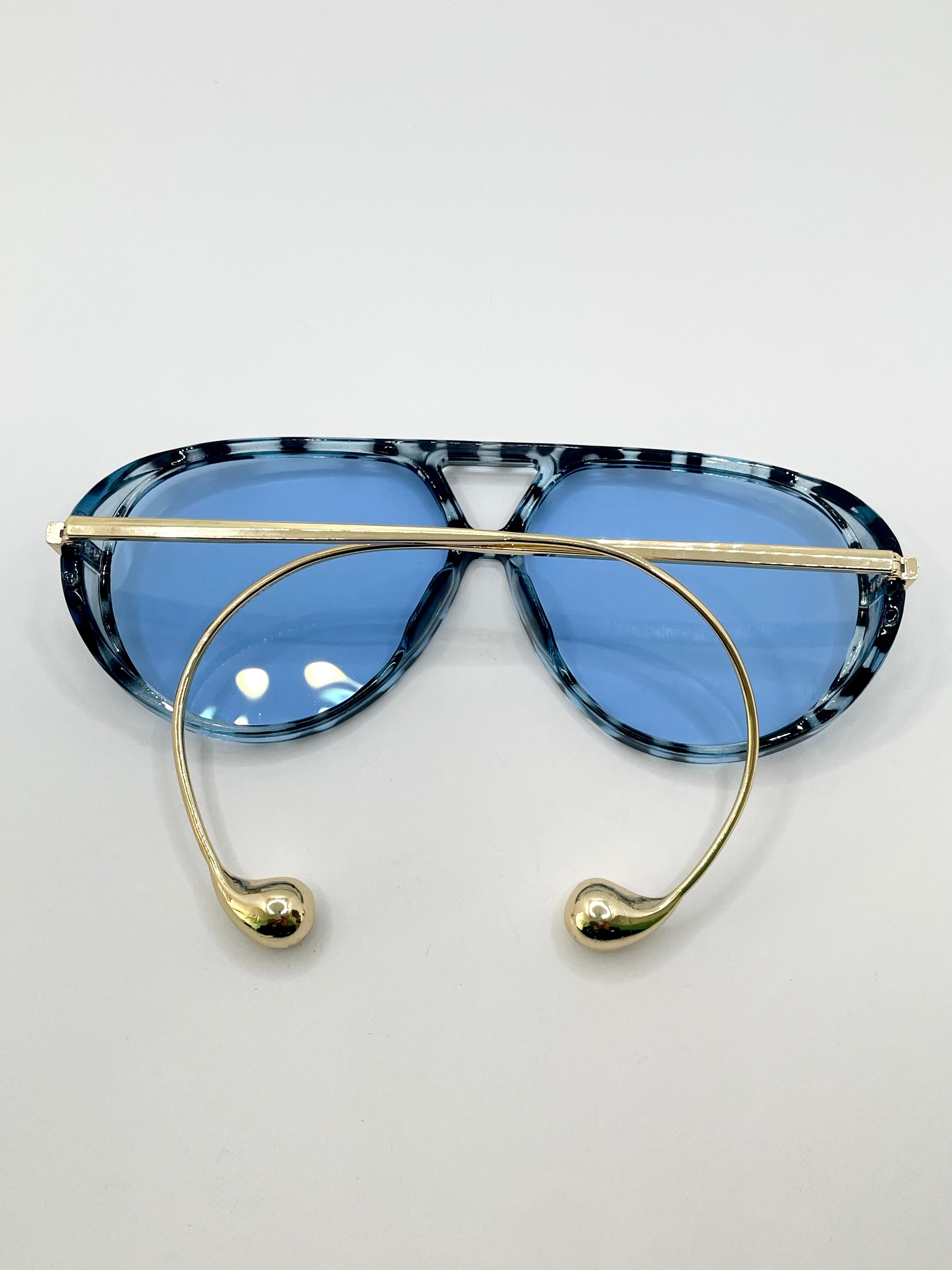 Thuli Oversized Tortoiseshell Blue Aviator Sunglasses