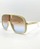 Lotte Oversized White Visor Style Tinted Lens Sunglasses