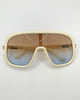 Lotte Oversized White Visor Style Tinted Lens Sunglasses