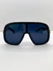 Lotte Oversized Black Visor Style Tinted Lens Sunglasses