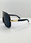 Lotte Oversized Black Visor Style Tinted Lens Sunglasses