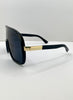 Lotte Oversized Black Visor Style Tinted Lens Sunglasses