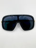Lotte Oversized Black Visor Style Tinted Lens Sunglasses