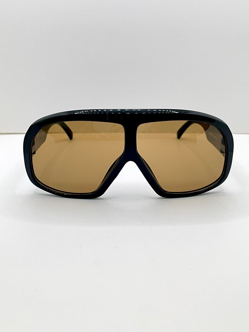 Katlego Oversized Black & Tea Aviator Sunglasses