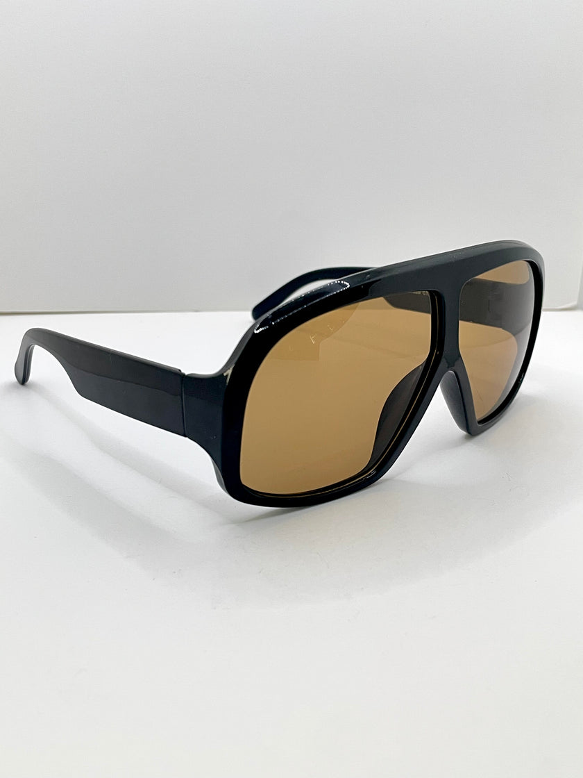Katlego Oversized Black & Tea Aviator Sunglasses