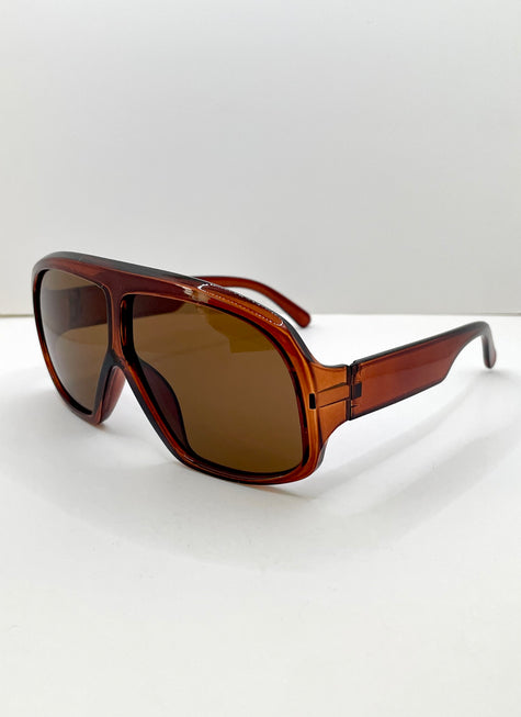 Katlego Oversized Brown & Tea Aviator Sunglasses