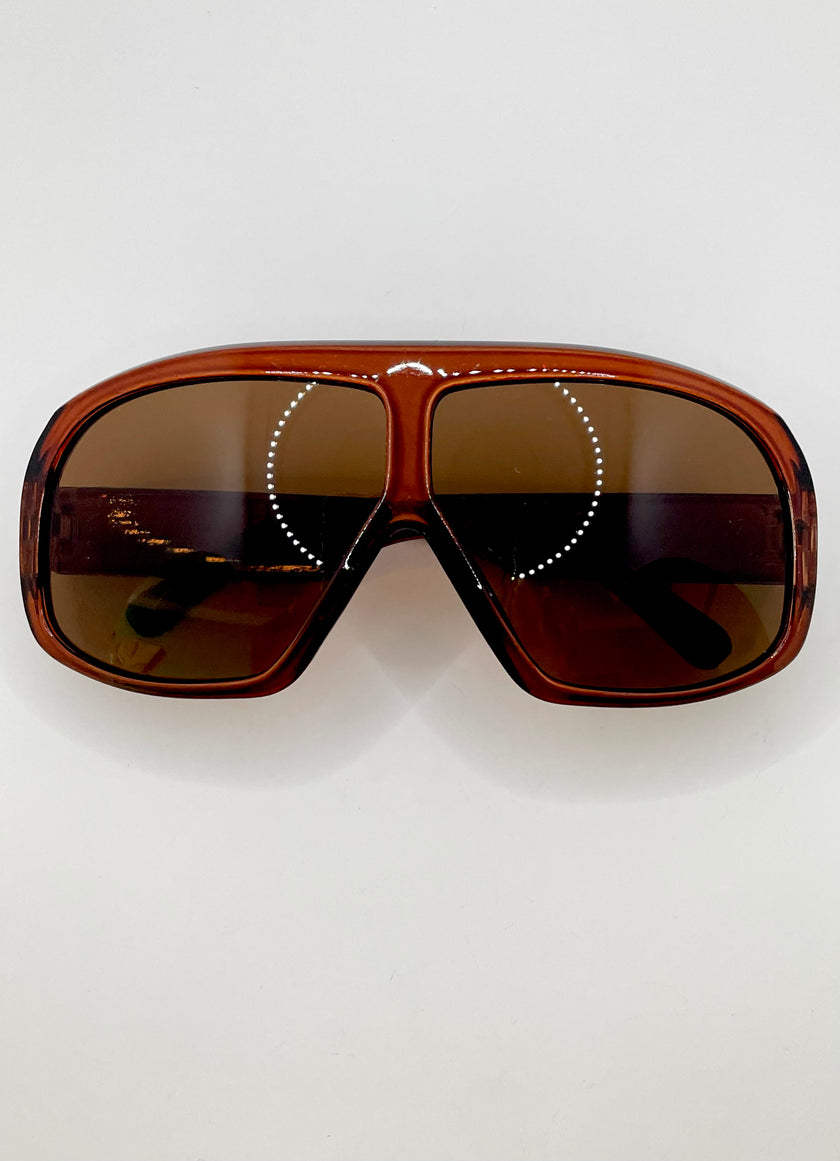 Katlego Oversized Brown & Tea Aviator Sunglasses
