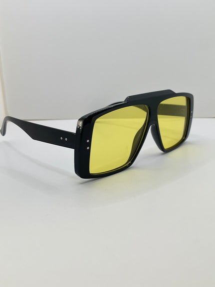Busi Black & Yellow Retro Double Aviator Sunglasses