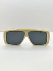 Busi Cream Retro Double Aviator Sunglasses