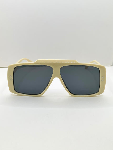 Busi Cream Retro Double Aviator Sunglasses