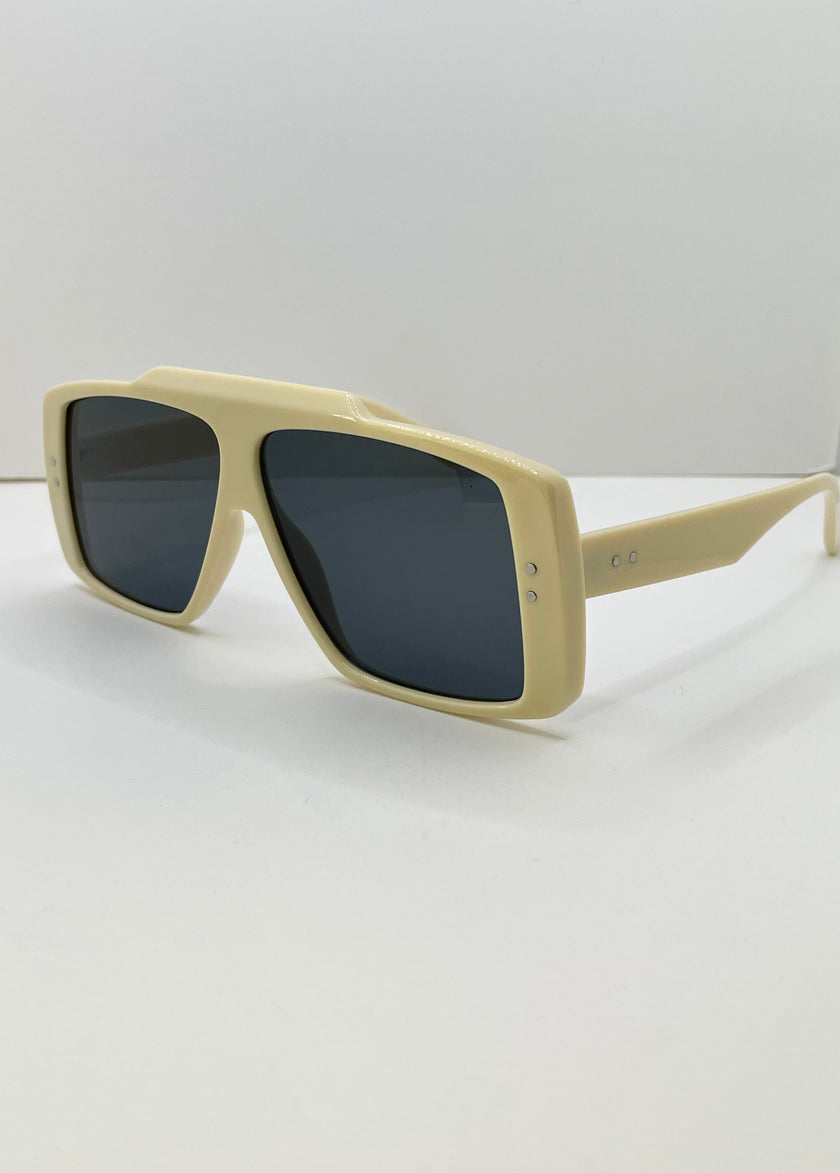 Busi Cream Retro Double Aviator Sunglasses