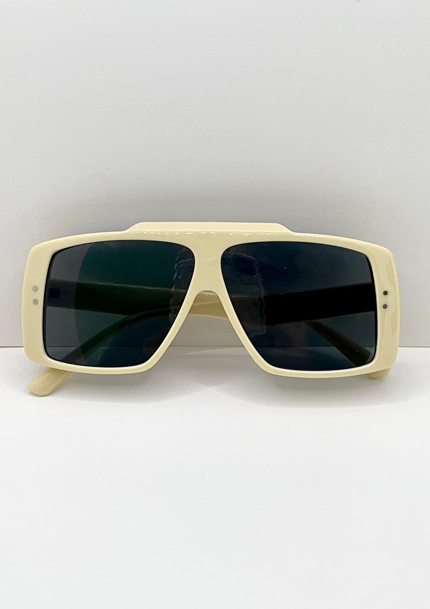 Busi Cream Retro Double Aviator Sunglasses