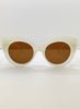 Dudu Cream Vintage Cat Eye Style Sunglasses