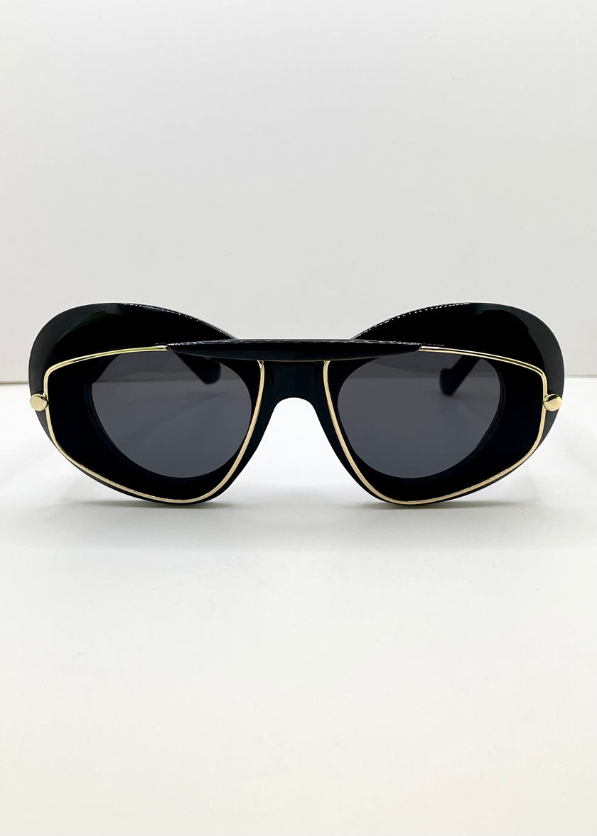 Yols Black & Black Double Aviator Frame Sunglasses
