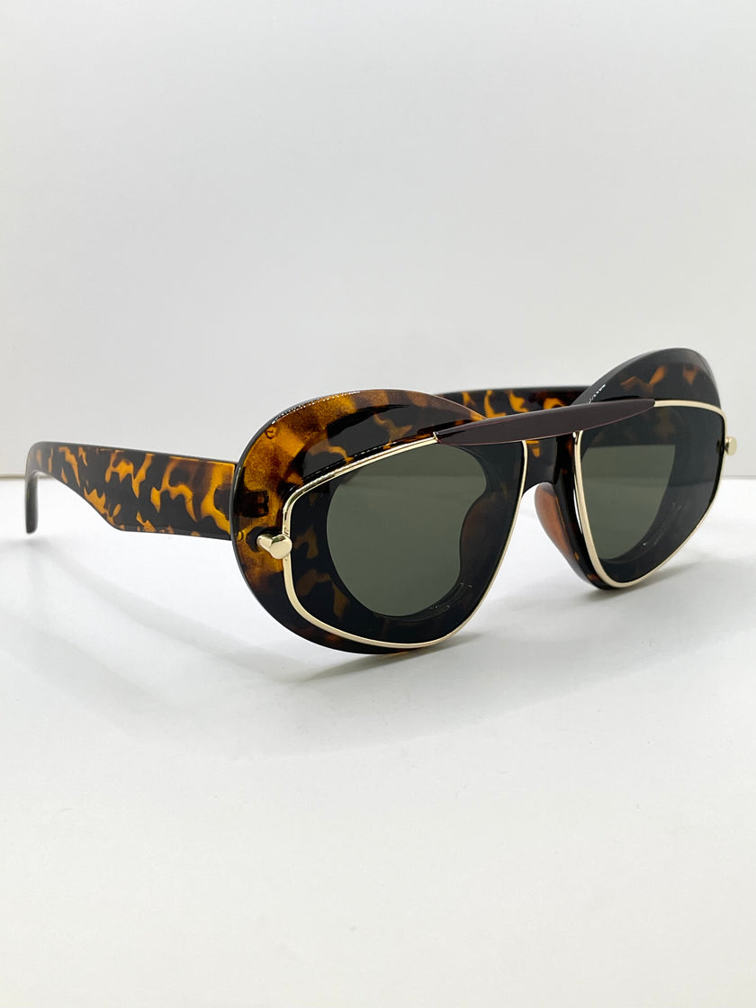 Yols Tortoiseshell Double Aviator Frame Sunglasses