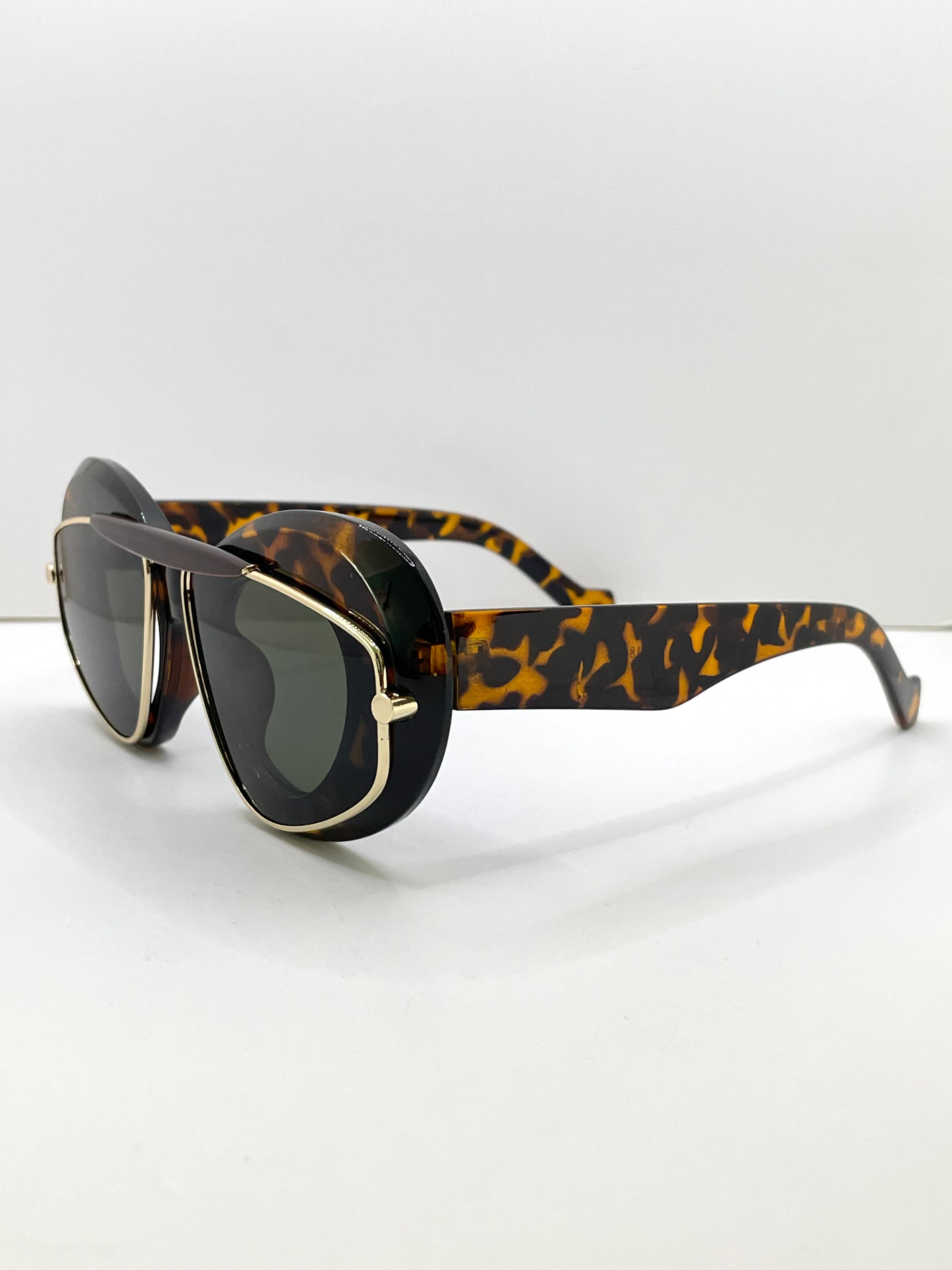 Yols Tortoiseshell Double Aviator Frame Sunglasses