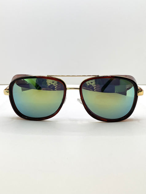 Langa Burgundy Brown Tinted Lens Pilot Sunglasses