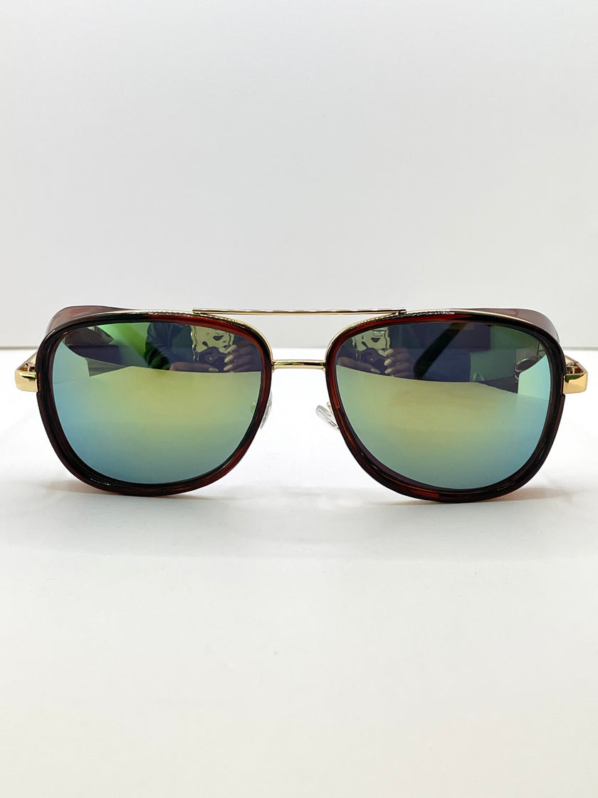 Langa Burgundy Brown Tinted Lens Pilot Sunglasses