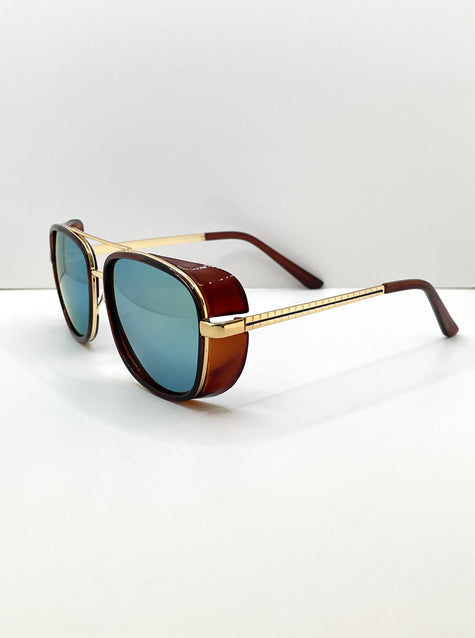 Langa Burgundy Brown Tinted Lens Pilot Sunglasses