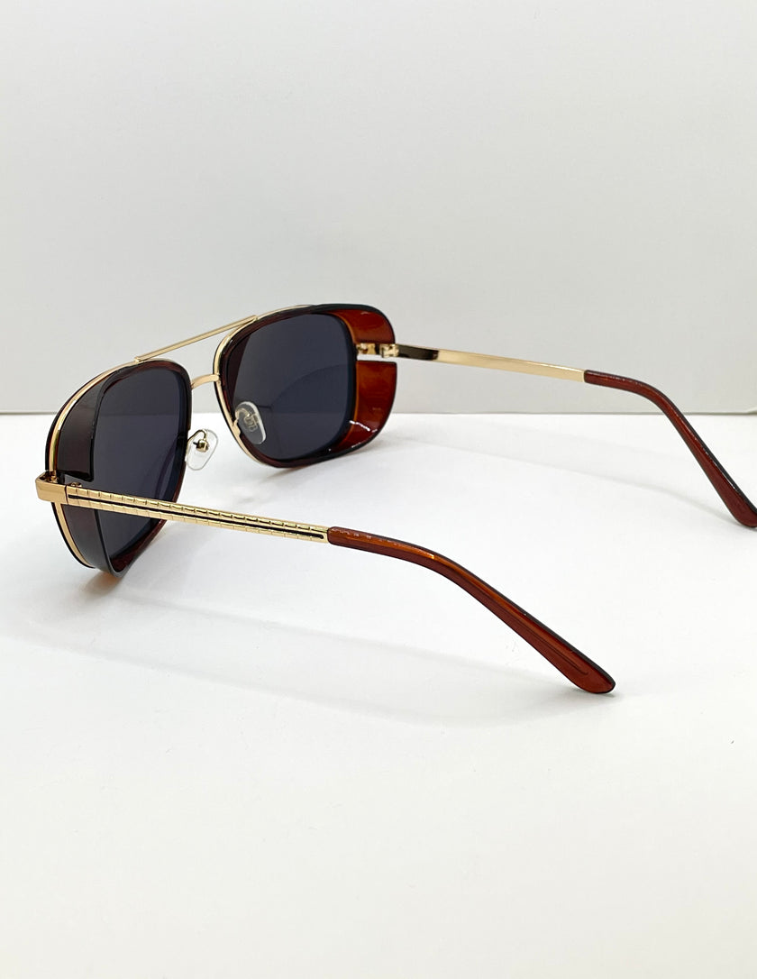Langa Burgundy Brown Tinted Lens Pilot Sunglasses