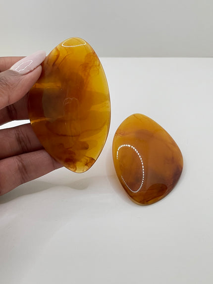 Lebogang Oversized Amber Resin Geometric Earrings