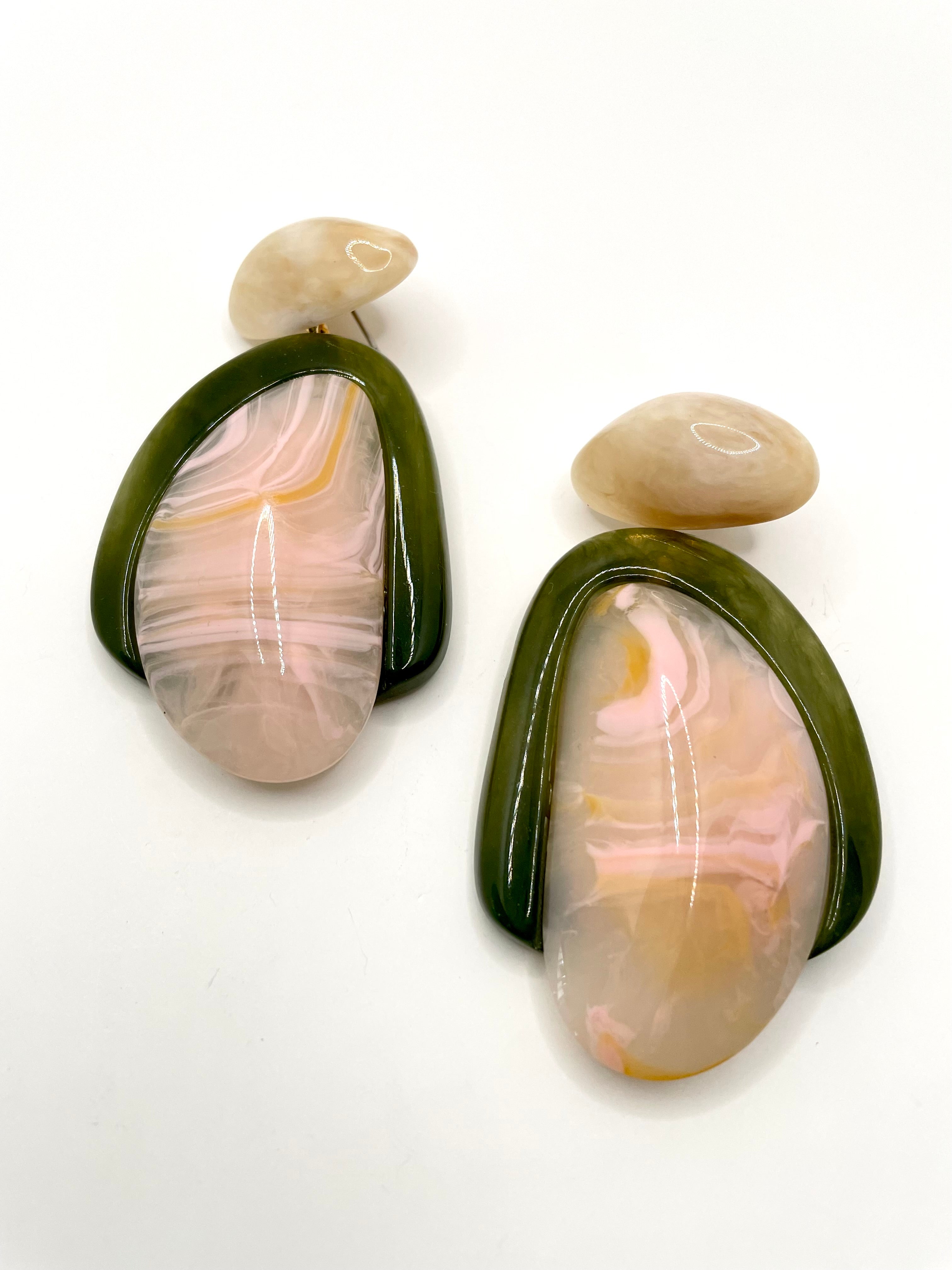 Awande Green & Pink Oversized Drop Earring