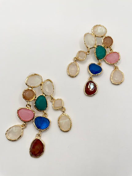 Sinalo Gold Colourful Chandelier Earring