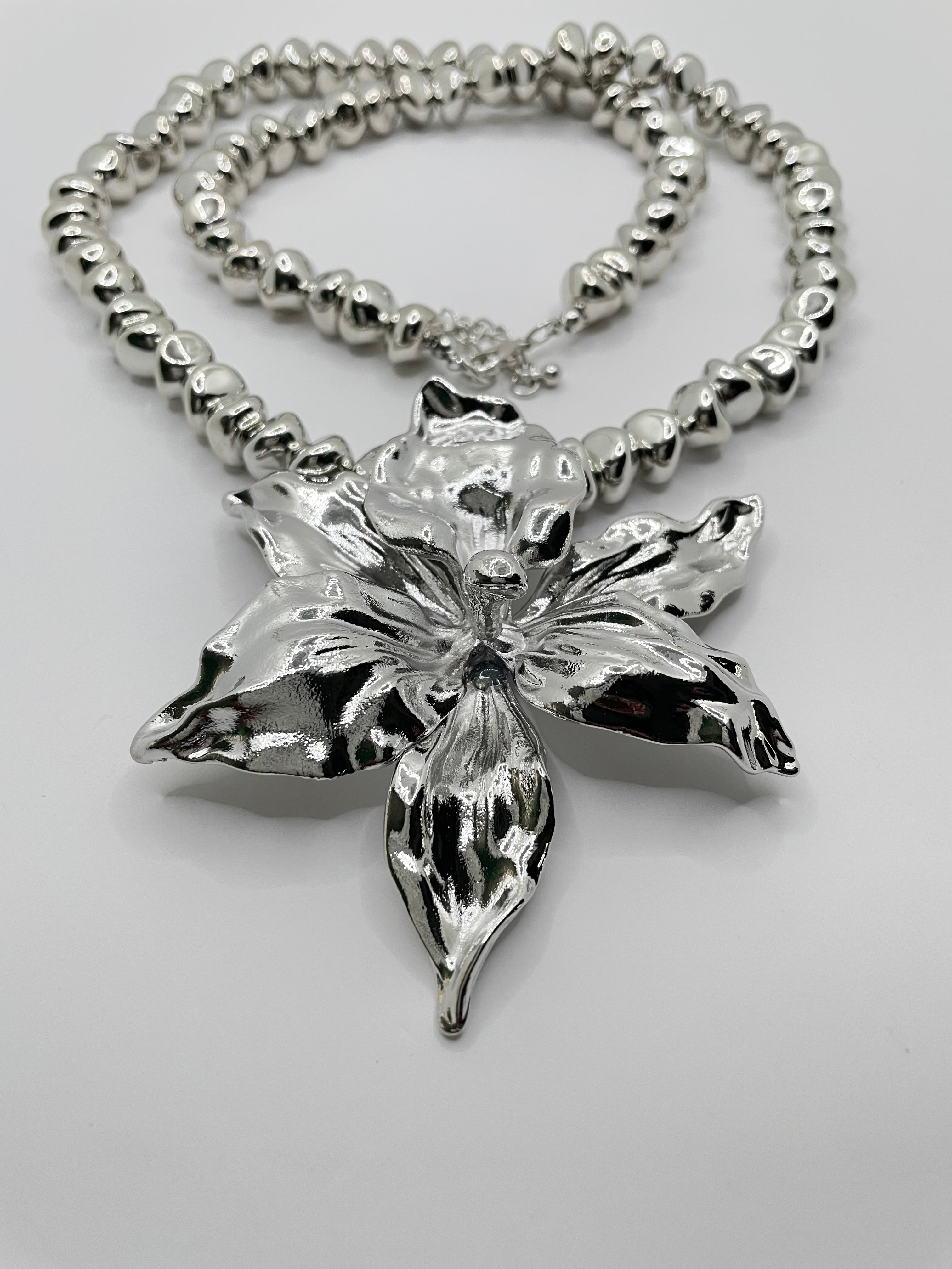 Ashlah Silver Flower Statement Necklace