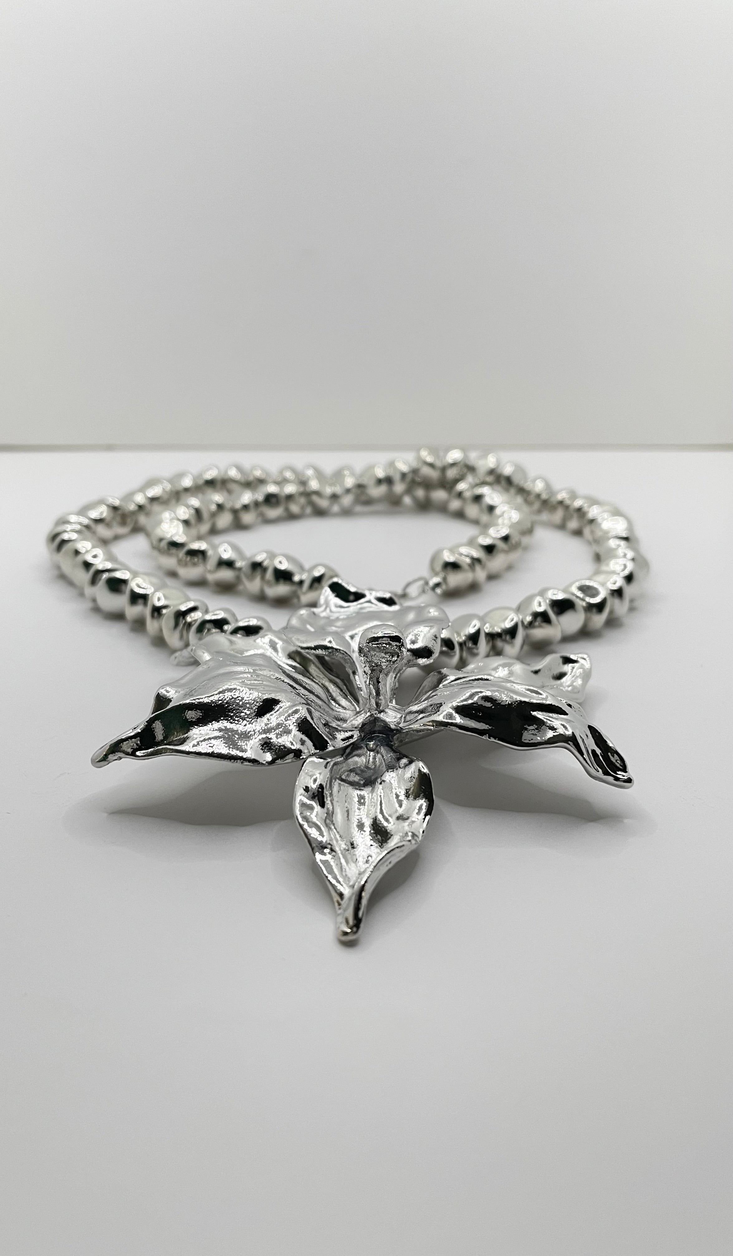 Ashlah Silver Flower Statement Necklace