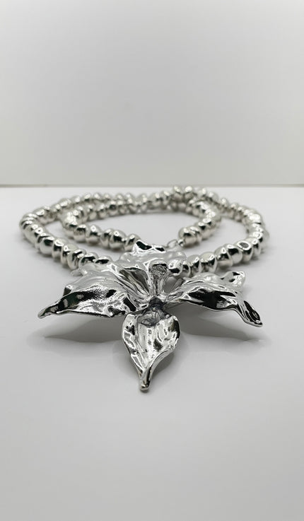 Ashlah Silver Flower Statement Necklace